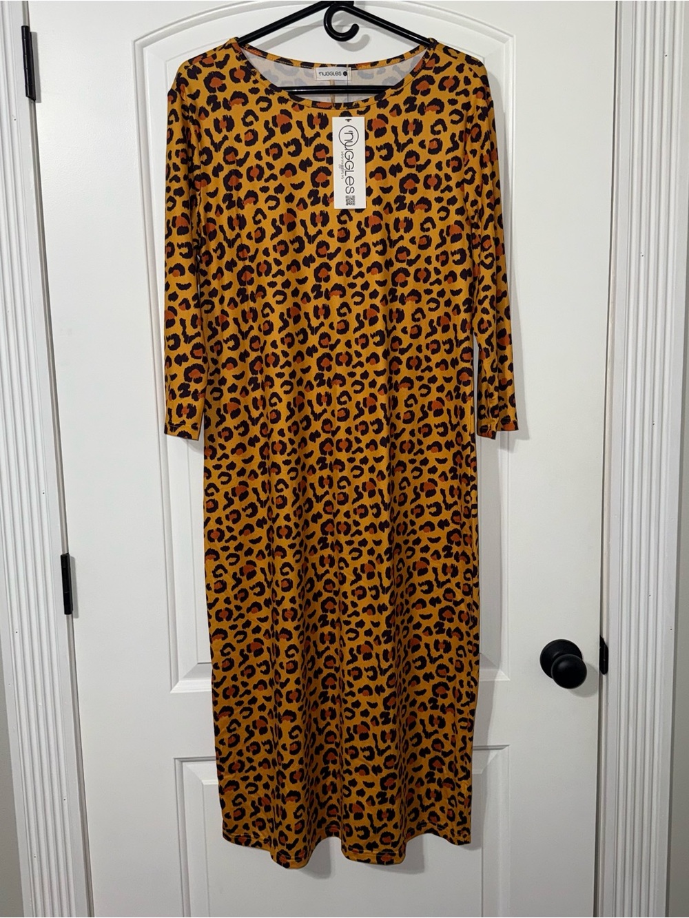 NWT Nuggles Leopard Print Midi Dress Women’s Size Large Apostolic Modest